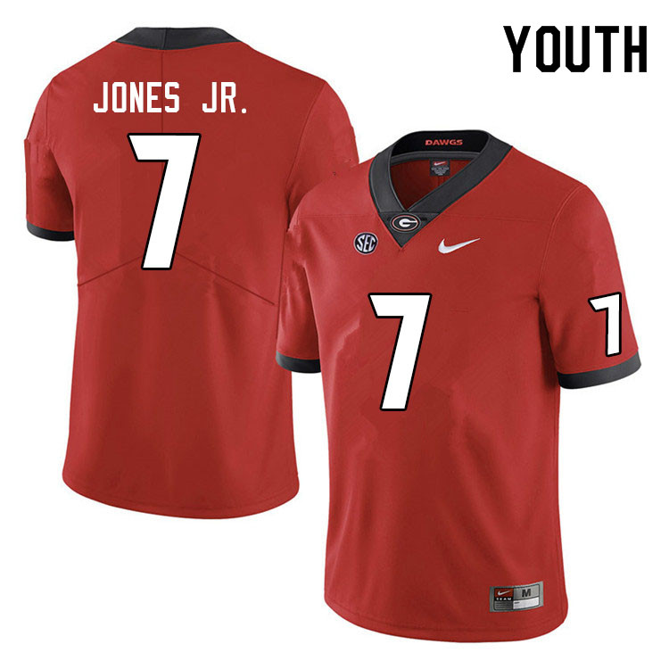 Georgia Bulldogs Youth Marvin Jones Jr. #7 Red 2022 Stitched College UGA Football Jersey 23FE010YK